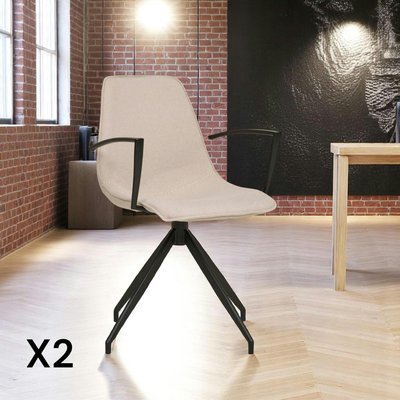 Chaise pivotante beige sable avec accoudoirs et motif couture (lot de 2) AMSTERDAM PIER IMPORT