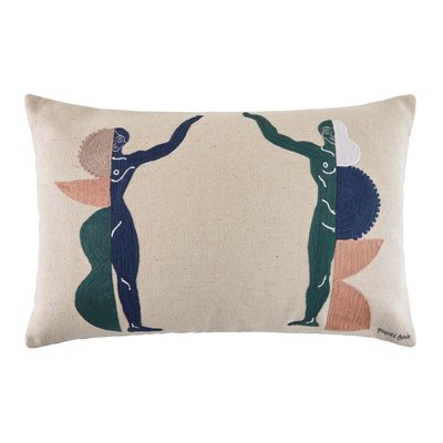 Housse de coussin Pilar  en Coton brodé en point de chaînette Bleu 45x70 cm MADURA