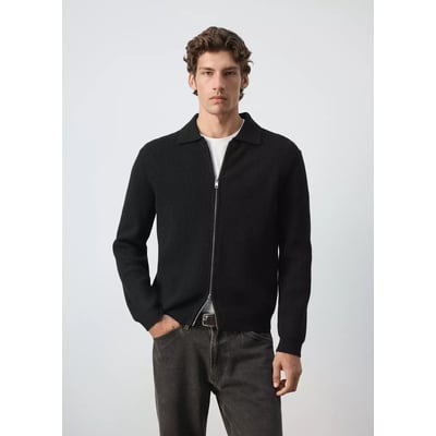 Cardigan en mélange de laine côtelée MANGO MAN