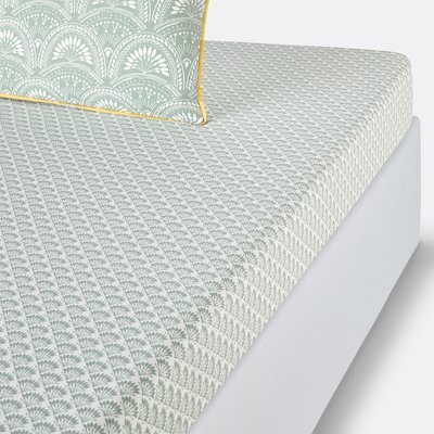 Drap housse en coton lavé, Jaipur vert LA REDOUTE INTERIEURS