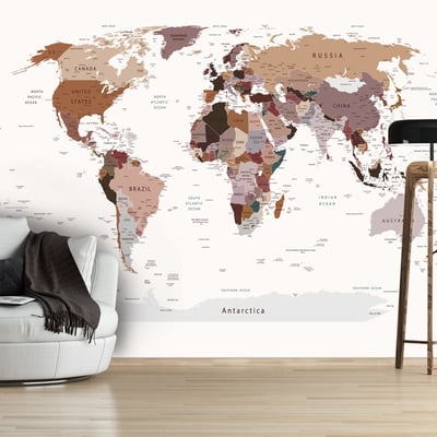 Papier peint intissé panoramique Carte du monde Where Today? EDEN
