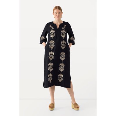 Robe maxi en lin avec fleurs brodées ULLA POPKEN