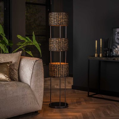 Lampe sur pied en jacinthe d'eau 3 abat-jour TASMANIE PIER IMPORT
