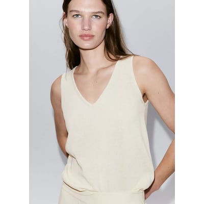 Top en maille col V MANGO