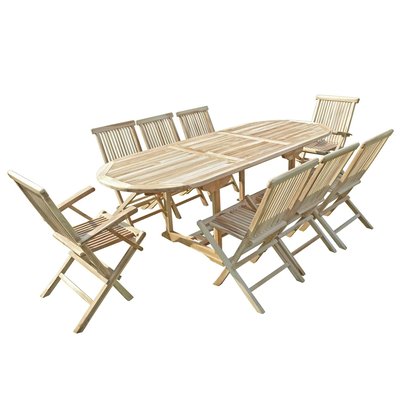 Ensemble salon de jardin en teck MAHUI 6 chaises 2 fauteuils C ET L JARDIN