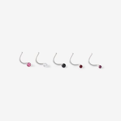 Set de 5 piercings en acier avec strass BALABOOSTE