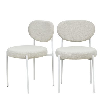Lot de 2 chaises en tissu bouclette pieds blancs - Kyoto DRAWER