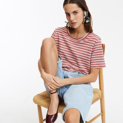 T-shirt col rond en lin rayé, manches courtes LA REDOUTE COLLECTIONS