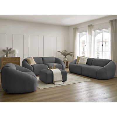 Canapé droit fixe 7 places en velours côtelé avec pouf, TINA BOBOCHIC