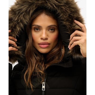 Manteau Mi-long Fuji à Capuche en imitation Fourrure SUPERDRY