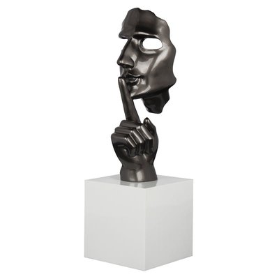 Sculpture "En Secreto" visage et main gris sur socle H57cm PIER IMPORT