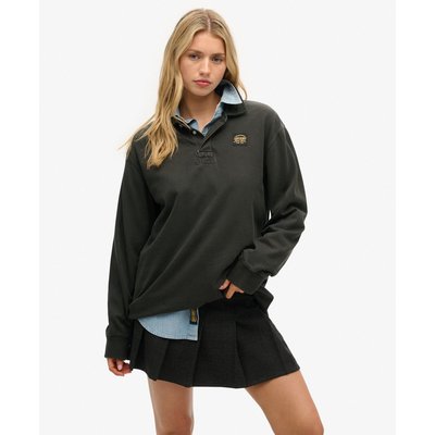 Polo de rugby oversize manches longues et surpiqûres contrastées SUPERDRY