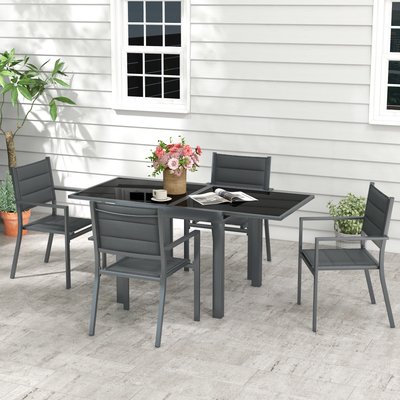 Ensemble de jardin 4 personnes table extensible antracite OUTSUNNY