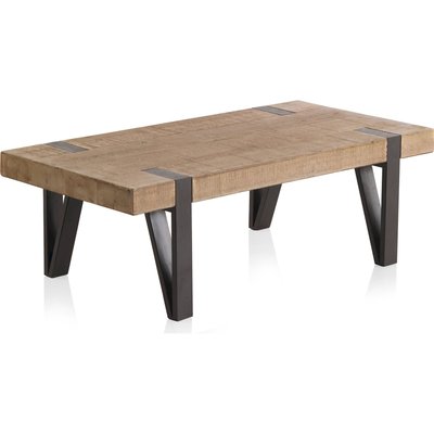table basse bois naturel et pieds métal  style industriel RECOLLECTION