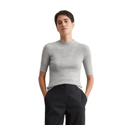 Pull à manches courtes en maille shaped en fine laine mérinos MARC O'POLO