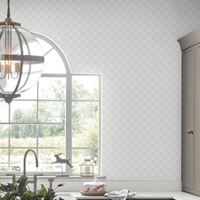 Papier peint quadrillage fleuri à peindre LAURA ASHLEY