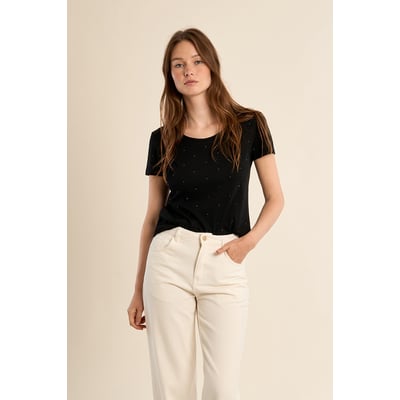 T-shirt basique, parsemé de strass MOLLY BRACKEN