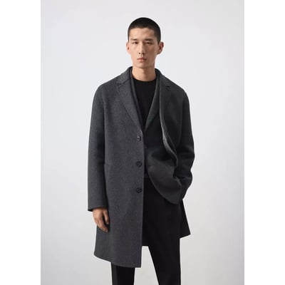 Manteau laine mélangée boutons MANGO MAN