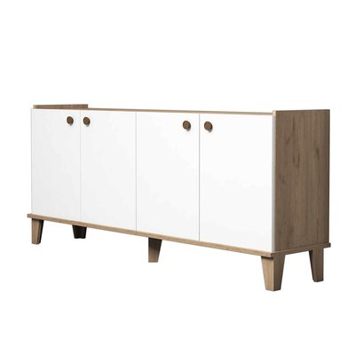 Buffet 4 portes décor chêne et blanc L180 cm - Summer CALICOSY
