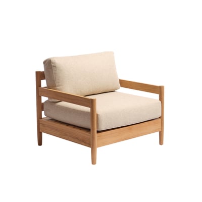 Fauteuil de jardin bas en teck massif avec coussins  CALVI BERAH GETAH