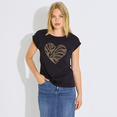 T-shirt motif cœur strass GRAIN DE MALICE