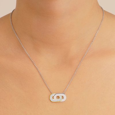 STYLES zweigliedrige Halskette aus zweifarbigem Silber, Zirkoniumoxide CHARLES GARNIER