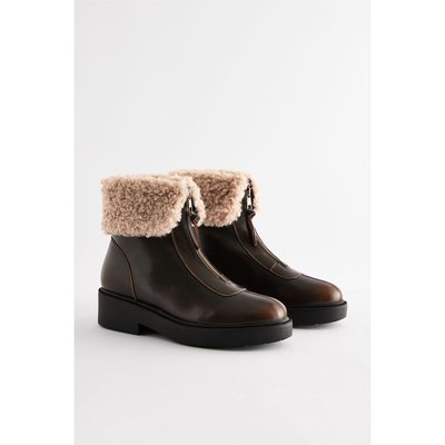Bottines zippées fourrées - large NEXT