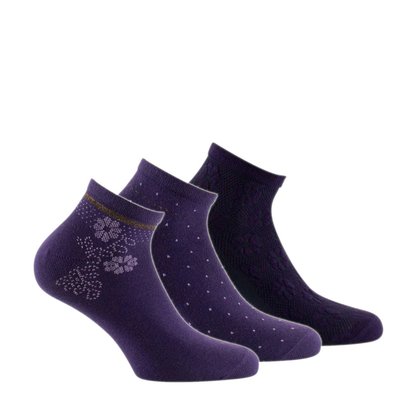 Lot de 3 paires d'ultra courtes motif fleurs en coton KINDY