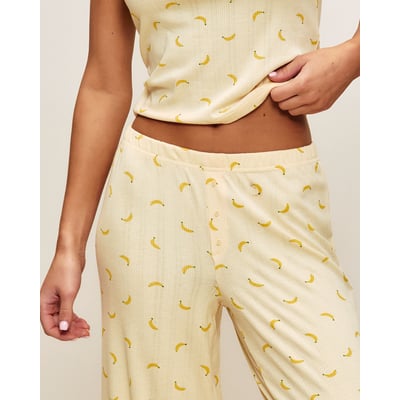 Pantalon en jersey côtelé avec motifs bananes NEWCORAYIZ UNDIZ