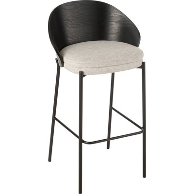Chaise de bar design bois  assise confortable grise RECOLLECTION
