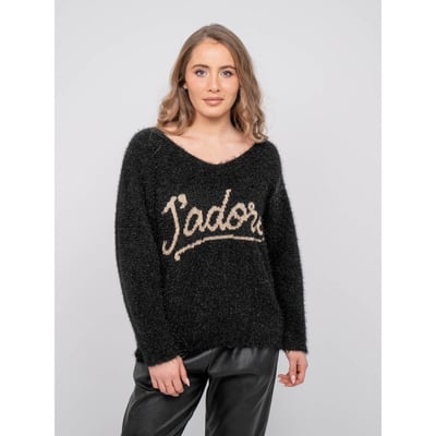 Pull Message Maille Poilue Fil Doré Koperdi DONA LISA