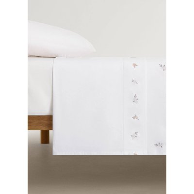 Drap plat enfant percale de coton fleur brodée lit 90 cm MANGO HOME