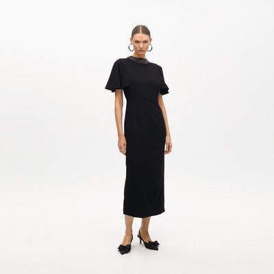 Robe midi à col orné et manches papillon LOLA CASADEMUNT