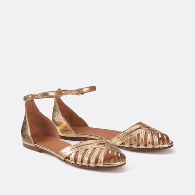 Босоножки из кожи с металлическим отливом LA REDOUTE COLLECTIONS