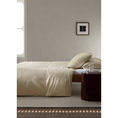 Housse de couette percale de coton imprimé à rayures Lit 150/160 cm MANGO HOME