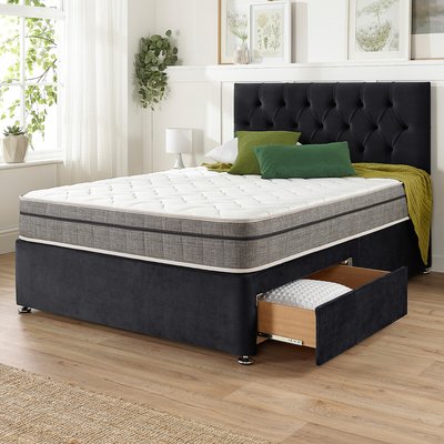 Oliver Velvet 2 Drawer Divan Bed and Pocket+ Memory Mattress Set ASPIRE