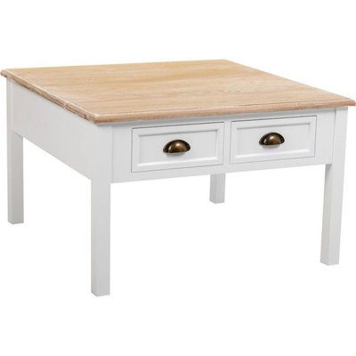 table basse blanche en bois avec tiroirs ambiance élégante RECOLLECTION