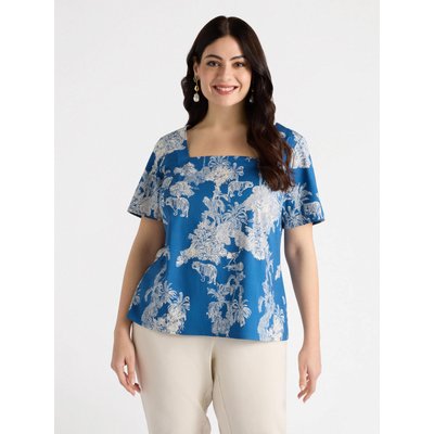 Blouse en coton stretch imprimé jungle, à encolure carrée FIORELLA RUBINO