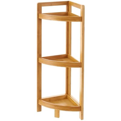 Étagère d'angle pour WC ou salle de bain en bambou 23x23x77cm WADIGA