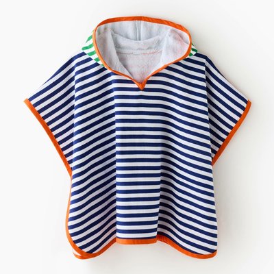 Poncho à rayures avec capuche pour enfant, doublure éponge, 100% coton bio, MONOPRIX