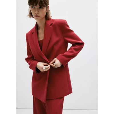 Blazer de costume croisé avec ceinture MANGO