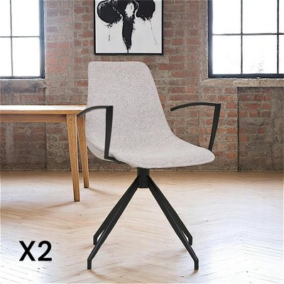 Chaise pivotante sable en tissu bouclette avec accoudoirs (lot de 2) AMSTERDAM PIER IMPORT