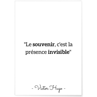 Affiche Victor Hugo 'Le souvenir...' L'AFFICHERIE