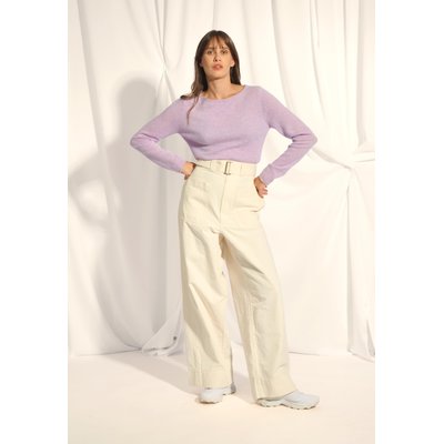 GRACE pull col bateau mauve chiné en cachemire JUST CASHMERE