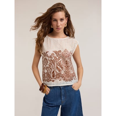 Blouse en broderie anglaise imprimée MOTIVI