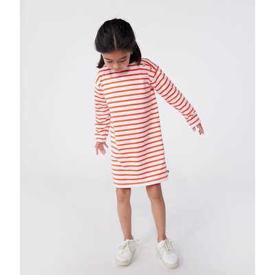Striped Cotton Dress with Long Sleeves PETIT BATEAU