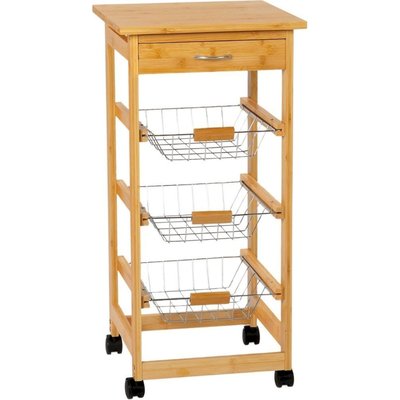 Chariot de cuisine en bambou avec paniers de rangement pratiques RECOLLECTION