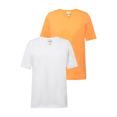 T-shirts en coton bio. Col en V et manches ULLA POPKEN
