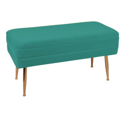 Banquette 2 places tissu vert pieds dorés TIM PIER IMPORT