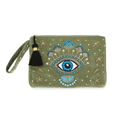 Pochette velours broderie en perles EUGENIE WILD